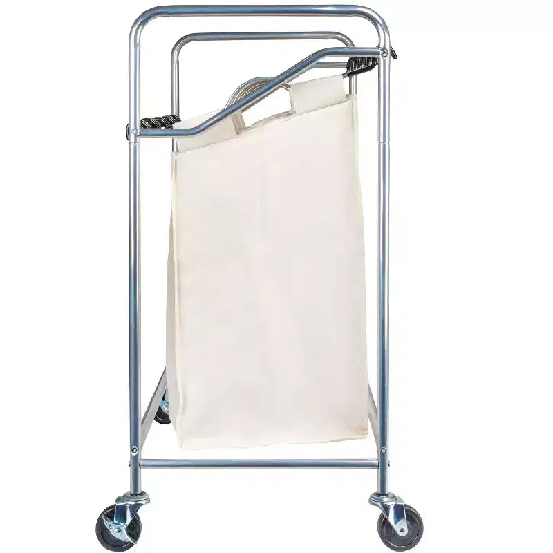 Trieur à linge robuste à 4 compartiments sur roulettes, chariot de tri du linge avec 4 sacs lavables et amovibles, chromé