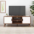 Meuble TV en bois de 47,25 avec 2 placards, noyer et blanc