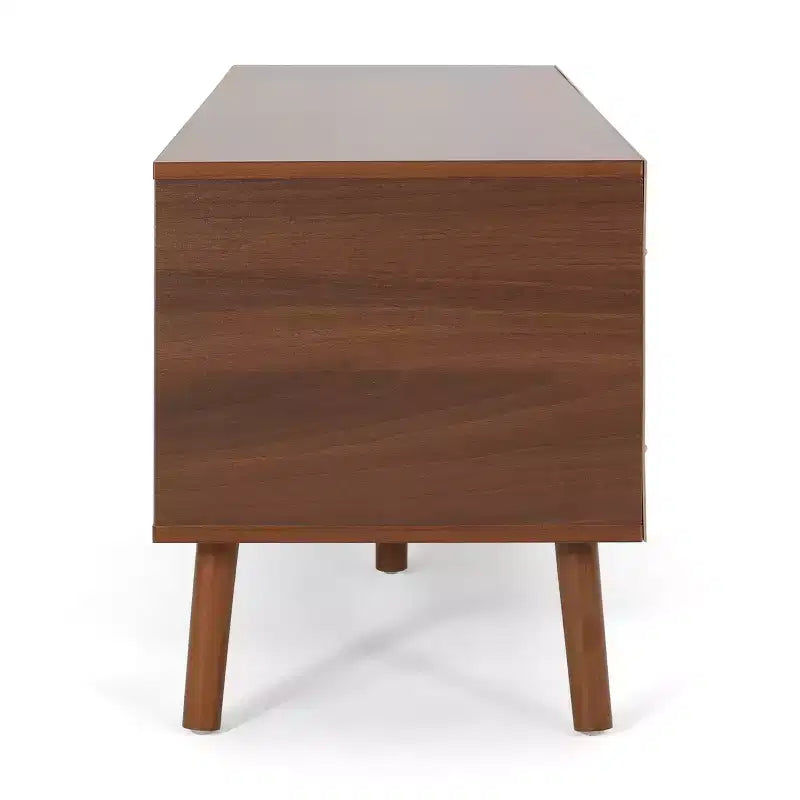 Meuble TV en bois de 47,25 avec 2 placards, noyer et blanc