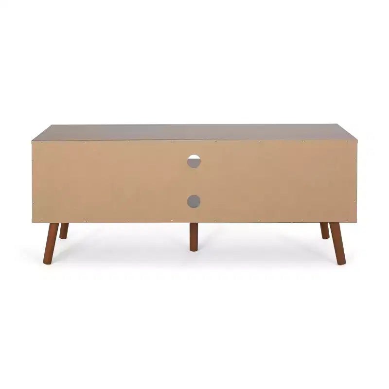 Meuble TV en bois de 47,25 avec 2 placards, noyer et blanc