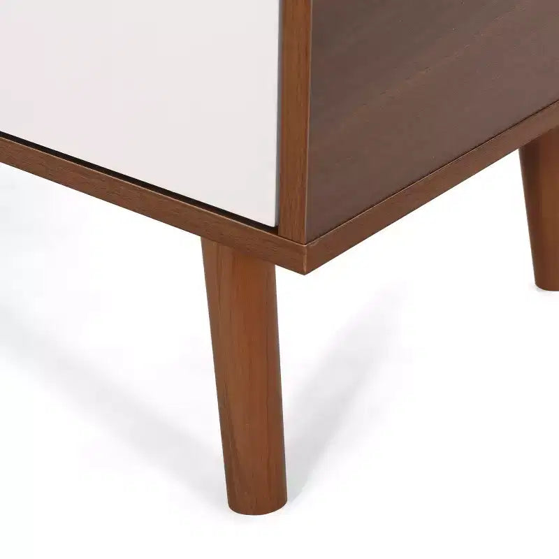 Meuble TV en bois de 47,25 avec 2 placards, noyer et blanc