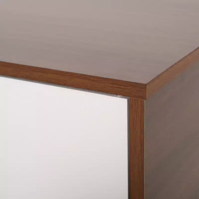 Meuble TV en bois de 47,25 avec 2 placards, noyer et blanc