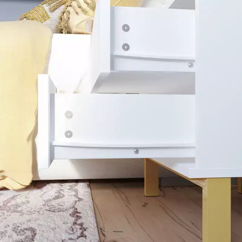Moderner Nachttisch mit Holzmaserung und 2 Schubladen