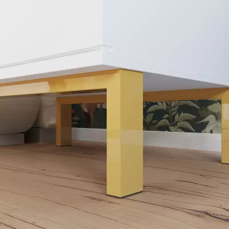 Moderner Nachttisch mit Holzmaserung und 2 Schubladen