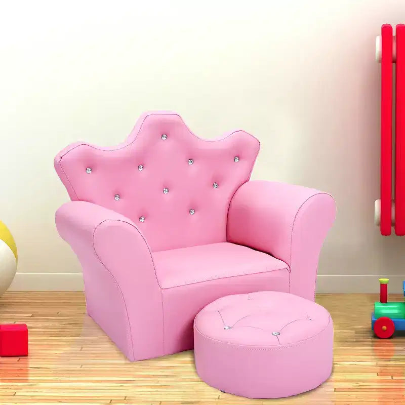 Sofá infantil para niños pequeños, sillón princesa con otomana, regalo para niños, blanco/rosa