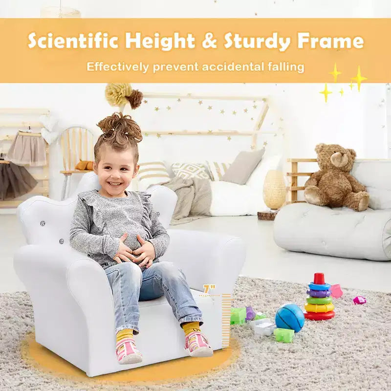 Sofá infantil para niños pequeños, sillón princesa con otomana, regalo para niños, blanco/rosa