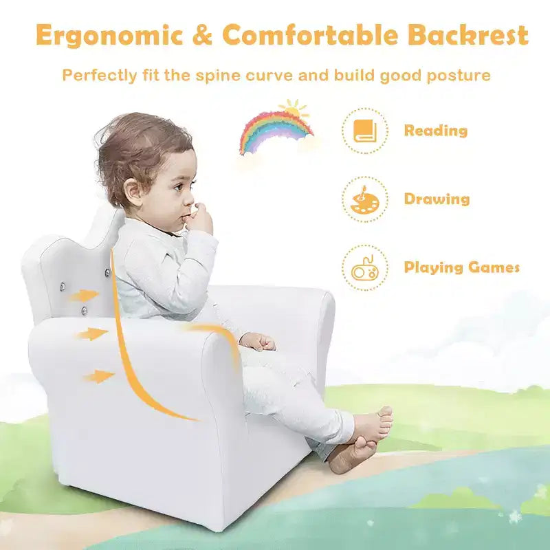 Sofá infantil para niños pequeños, sillón princesa con otomana, regalo para niños, blanco/rosa