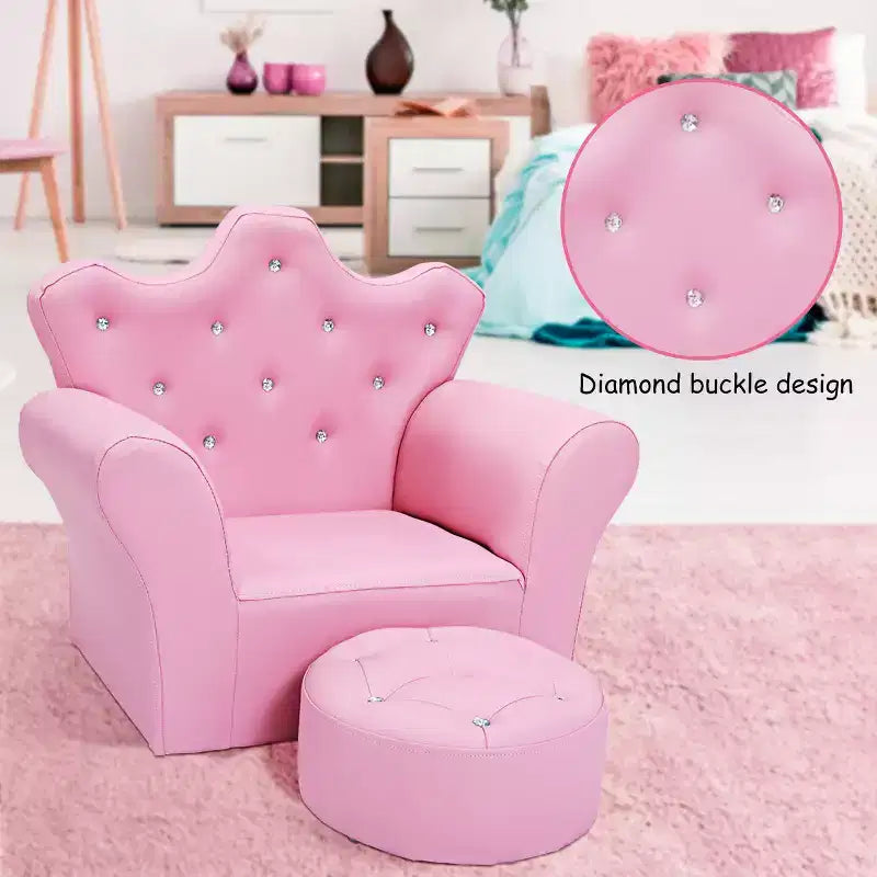 Sofá infantil para niños pequeños, sillón princesa con otomana, regalo para niños, blanco/rosa