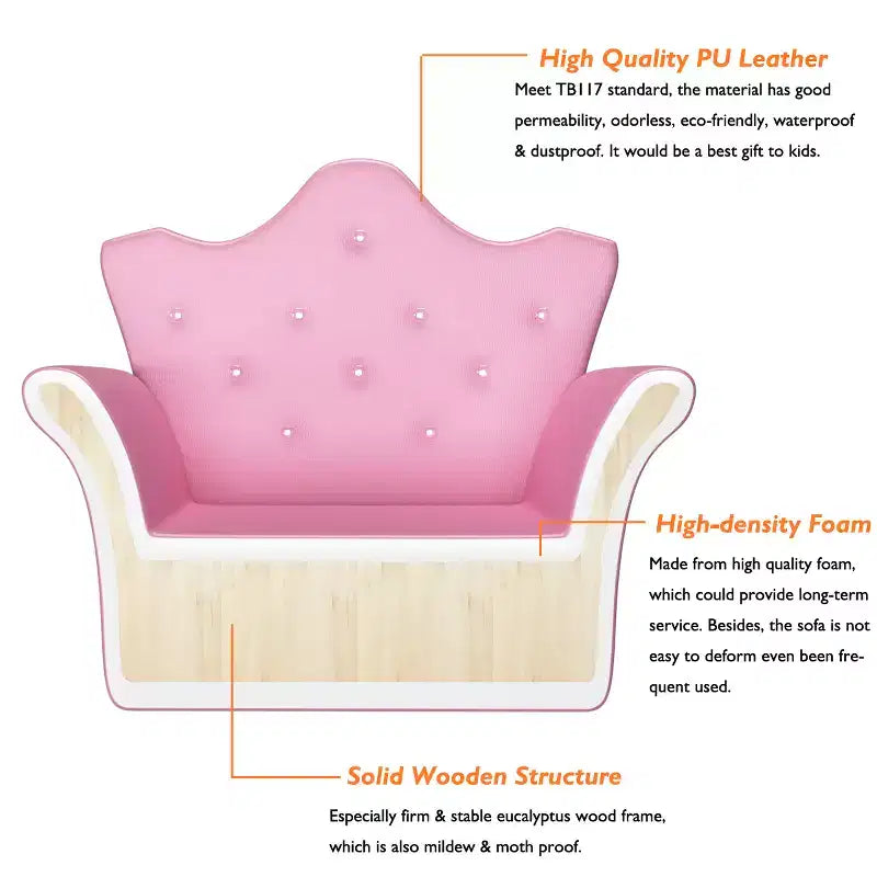 Sofá infantil para niños pequeños, sillón princesa con otomana, regalo para niños, blanco/rosa