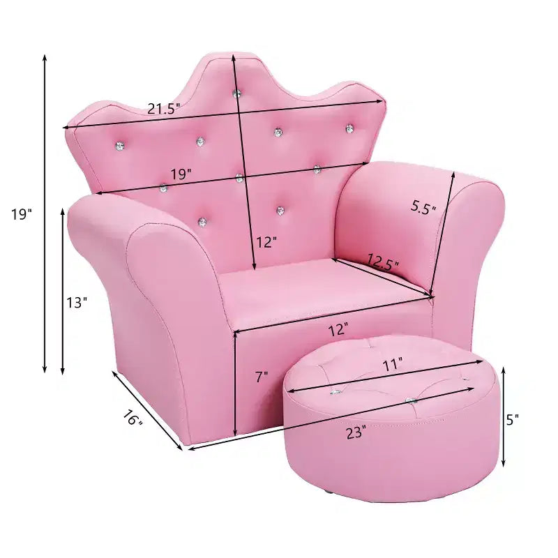 Sofá infantil para niños pequeños, sillón princesa con otomana, regalo para niños, blanco/rosa