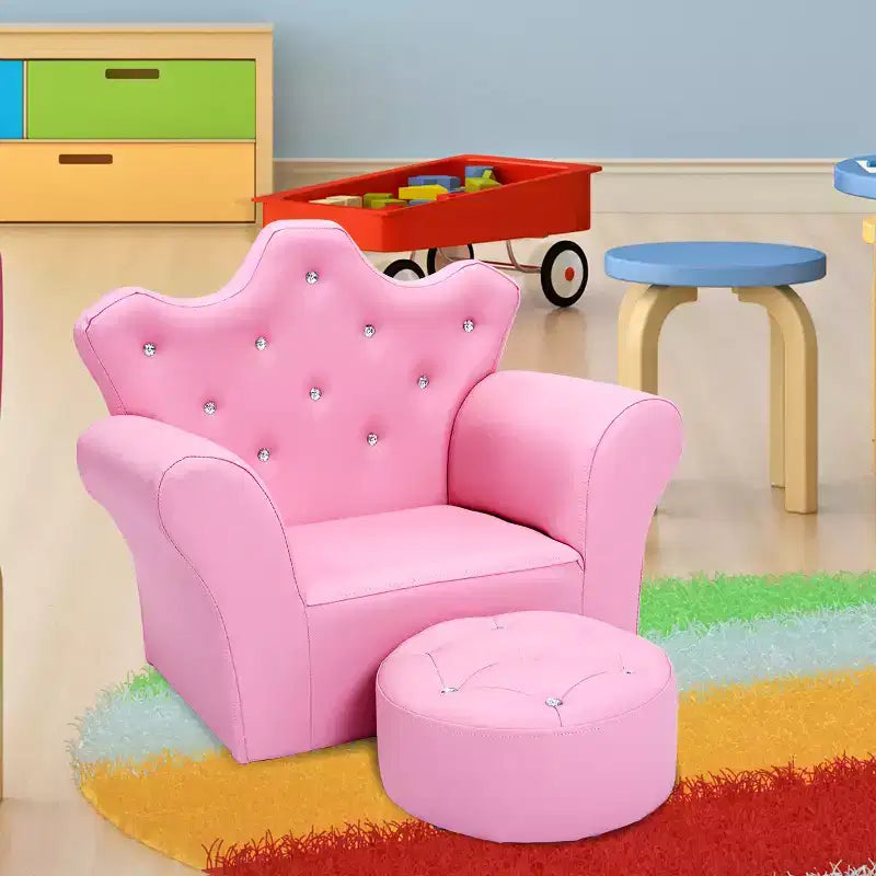 Sofá infantil para niños pequeños, sillón princesa con otomana, regalo para niños, blanco/rosa