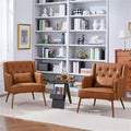 Lot de 2 fauteuils d'appoint modernes capitonnés à boutons avec soutien lombaire, marron rétro
