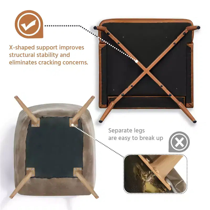 Lot de 2 fauteuils d'appoint modernes capitonnés à boutons avec soutien lombaire, marron rétro