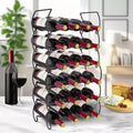 Botellero apilable de estilo clásico de 6 niveles - Perfecto para bar, bodega, sótano, armario, despensa, etc. - Capacidad para 24 botellas