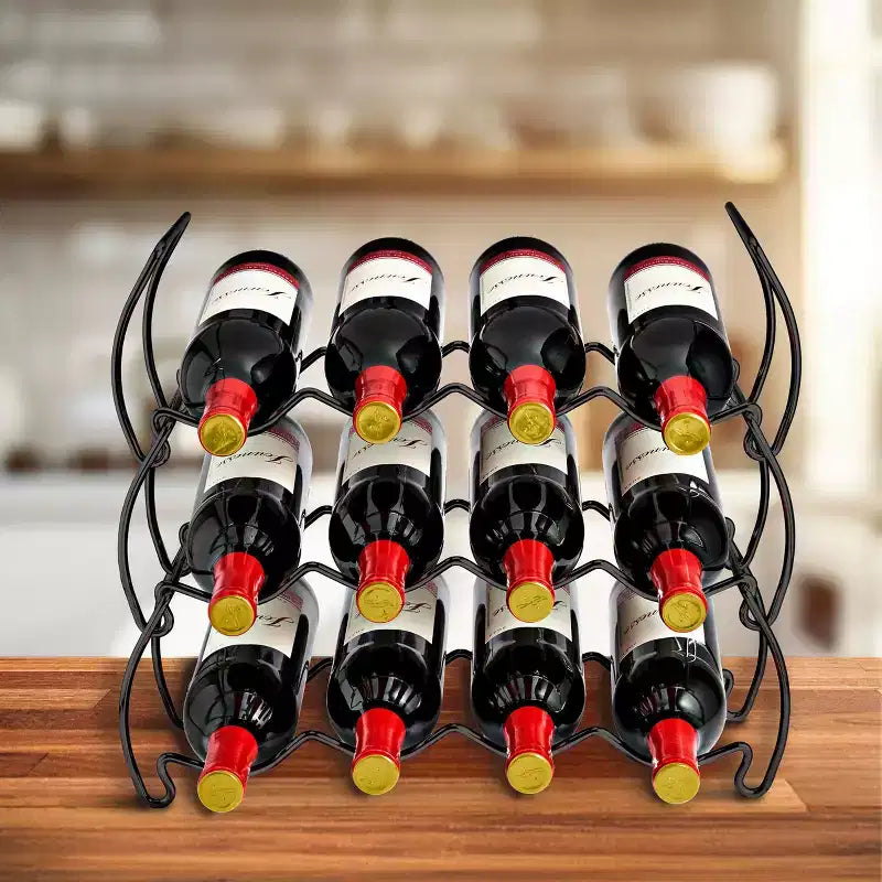 Range-bouteilles empilable classique à 6 niveaux - Parfait pour un bar, une cave à vin, un sous-sol, une armoire, un garde-manger, etc. - Peut contenir 24 bouteilles