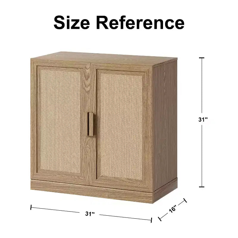 Rattan-Akzentschrank aus Holz, 31x31x16, mit verstellbarem Regalboden, Natur