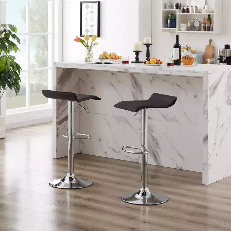 Juego de 2 taburetes de bar, taburetes de mostrador con asiento giratorio y altura ajustable, para cocina/bar/comedor/sala de estar