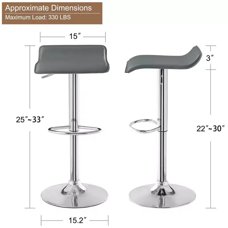 Juego de 2 taburetes de bar, taburetes de mostrador con asiento giratorio y altura ajustable, para cocina/bar/comedor/sala de estar