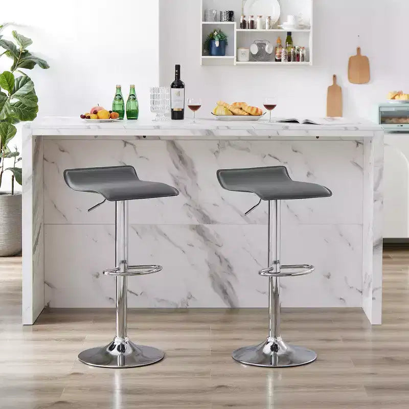 Juego de 2 taburetes de bar, taburetes de mostrador con asiento giratorio y altura ajustable, para cocina/bar/comedor/sala de estar