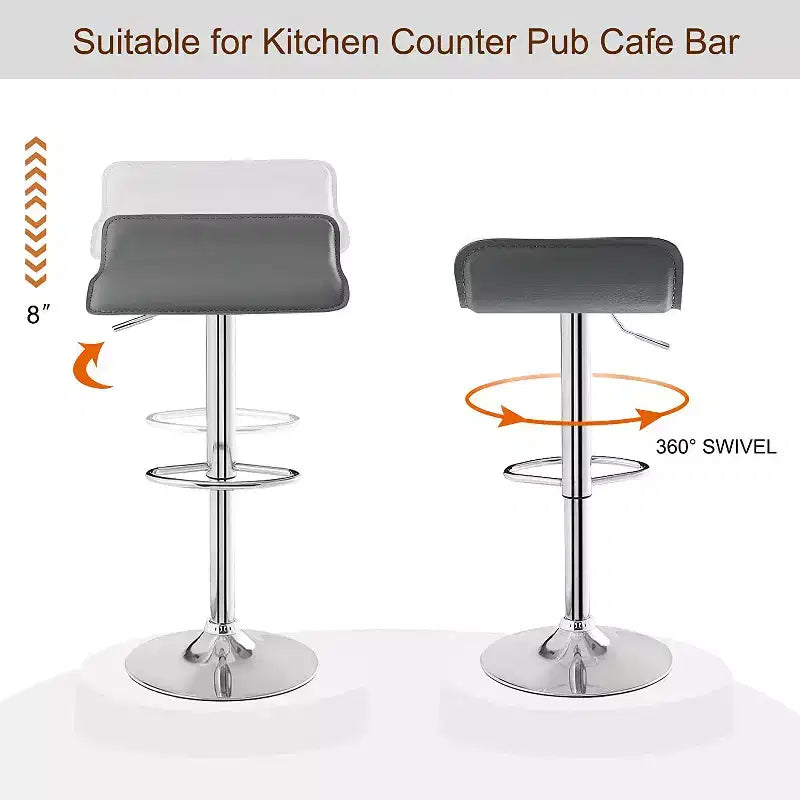 Juego de 2 taburetes de bar, taburetes de mostrador con asiento giratorio y altura ajustable, para cocina/bar/comedor/sala de estar