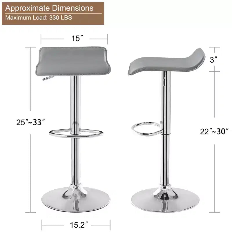 Juego de 2 taburetes de bar, taburetes de mostrador con asiento giratorio y altura ajustable, para cocina/bar/comedor/sala de estar