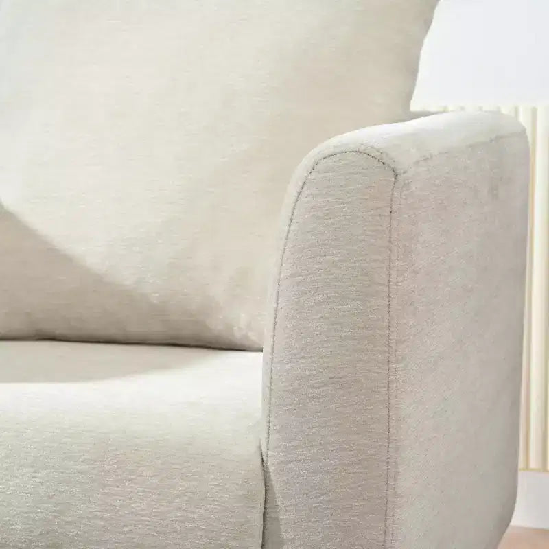 Sillón decorativo tapizado de chenilla/peluche de 29.53W, sillón tipo barril con patas de madera maciza y cojín lumbar