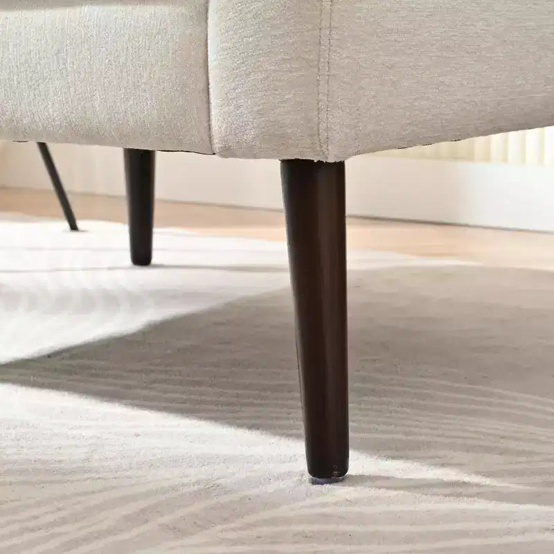 Sillón decorativo tapizado de chenilla/peluche de 29.53W, sillón tipo barril con patas de madera maciza y cojín lumbar
