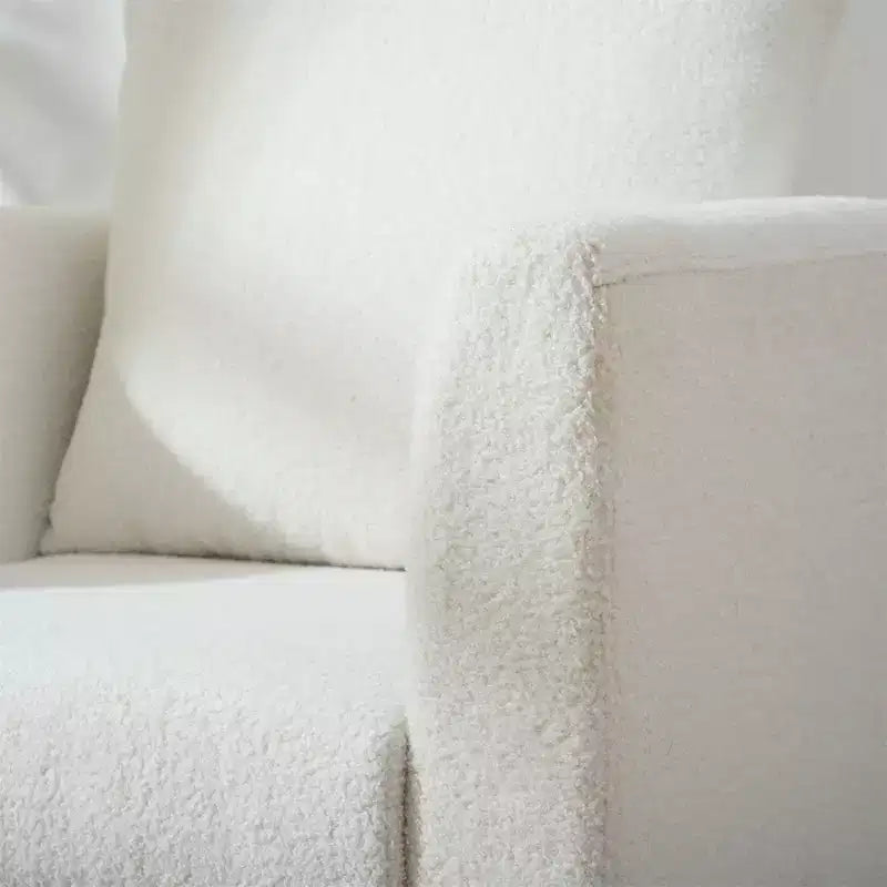 Sillón decorativo tapizado de chenilla/peluche de 29.53W, sillón tipo barril con patas de madera maciza y cojín lumbar