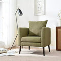 Sillón decorativo tapizado de chenilla/peluche de 29.53W, sillón tipo barril con patas de madera maciza y cojín lumbar