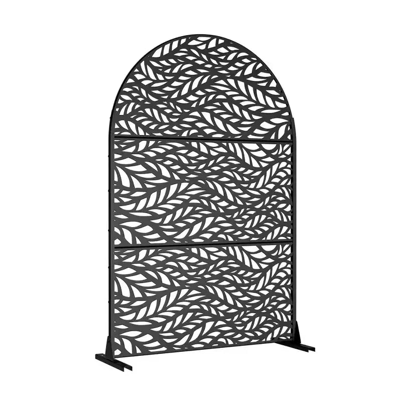 Schwarzer gewölbter Sichtschutz aus verzinktem Stahl, 183x120x40cm