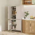 Despensa de cocina de 64 con 4 puertas, gabinete de almacenamiento independiente con 3 estantes ajustables para cocina, comedor o sala de estar, blanco antiguo