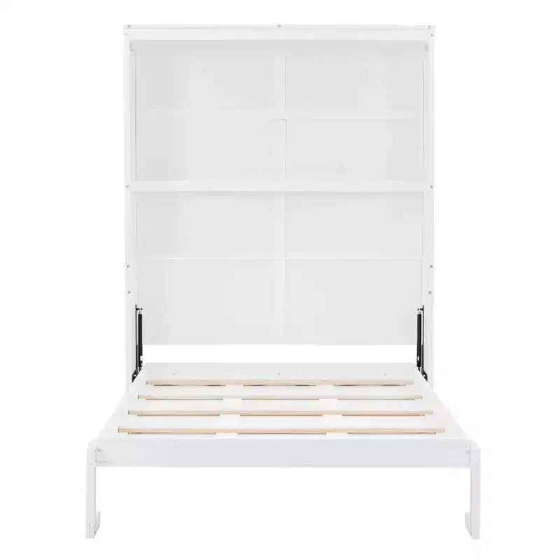 Cama Murphy de diseño moderno, plegable dentro de un gabinete con estantes, calidad superior