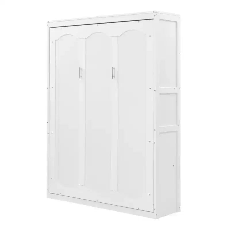 Cama Murphy de diseño moderno, plegable dentro de un gabinete con estantes, calidad superior