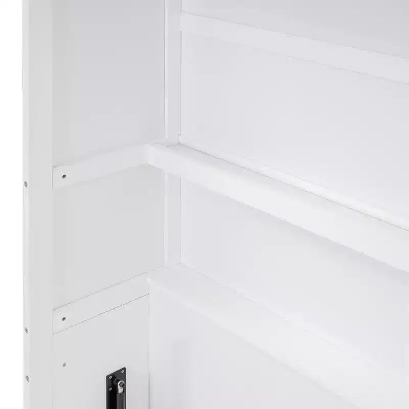 Cama Murphy de diseño moderno, plegable dentro de un gabinete con estantes, calidad superior