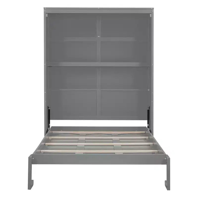Cama Murphy de diseño moderno, plegable dentro de un gabinete con estantes, calidad superior