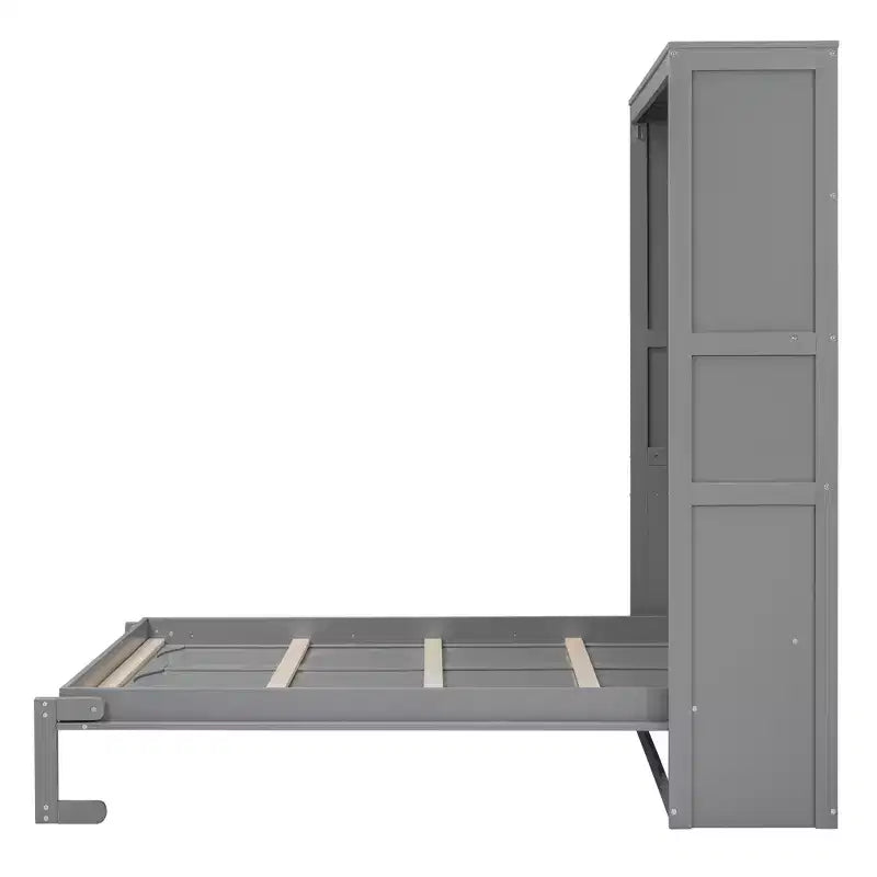 Cama Murphy de diseño moderno, plegable dentro de un gabinete con estantes, calidad superior