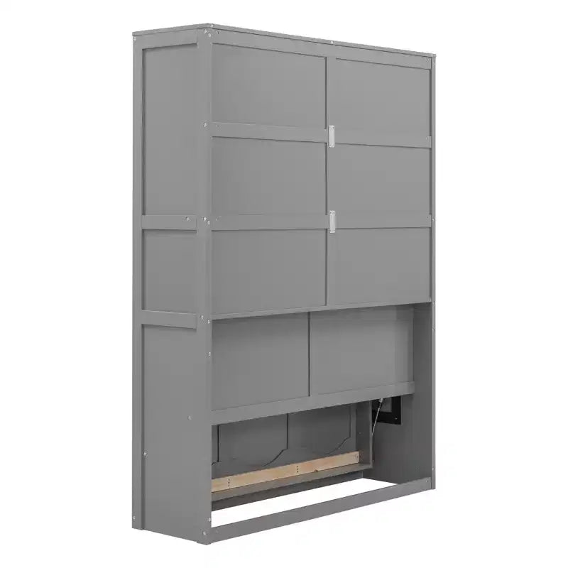 Cama Murphy de diseño moderno, plegable dentro de un gabinete con estantes, calidad superior