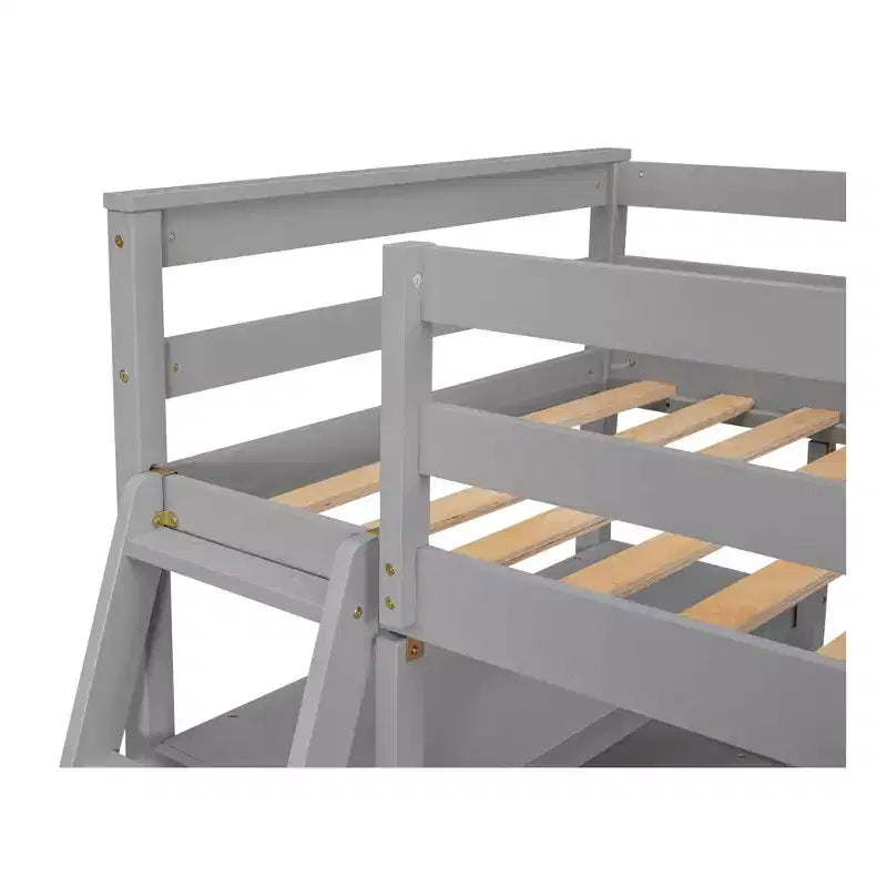 79.5''L*57.1''W Hochbett aus Holz mit Schreibtisch, Regalen und 2 integrierten Schubladen, multifunktionales Design