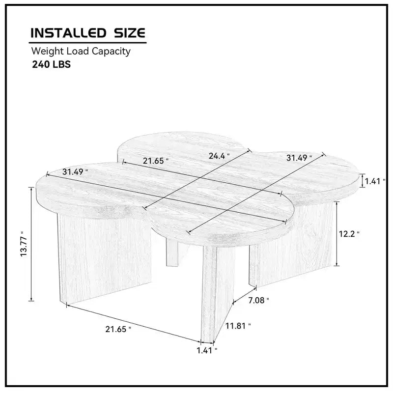 Schmetterlings-Couchtisch aus MDF, teilbar in 2 kleine Tische für Wohnzimmer und Schlafzimmer