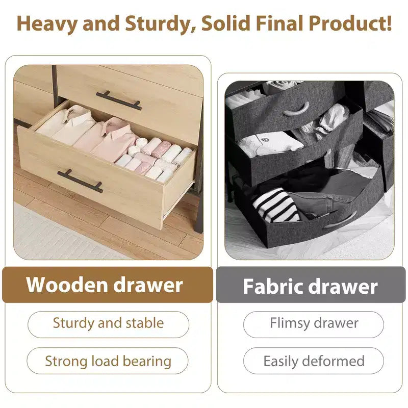 Kommode mit 6 Schubladen fürs Schlafzimmer, 52 breit, breite Kommode mit Schubladen und freistehendem Stauraum, Kommode aus Holz für Kleidung und Stauraum im Schlafzimmer