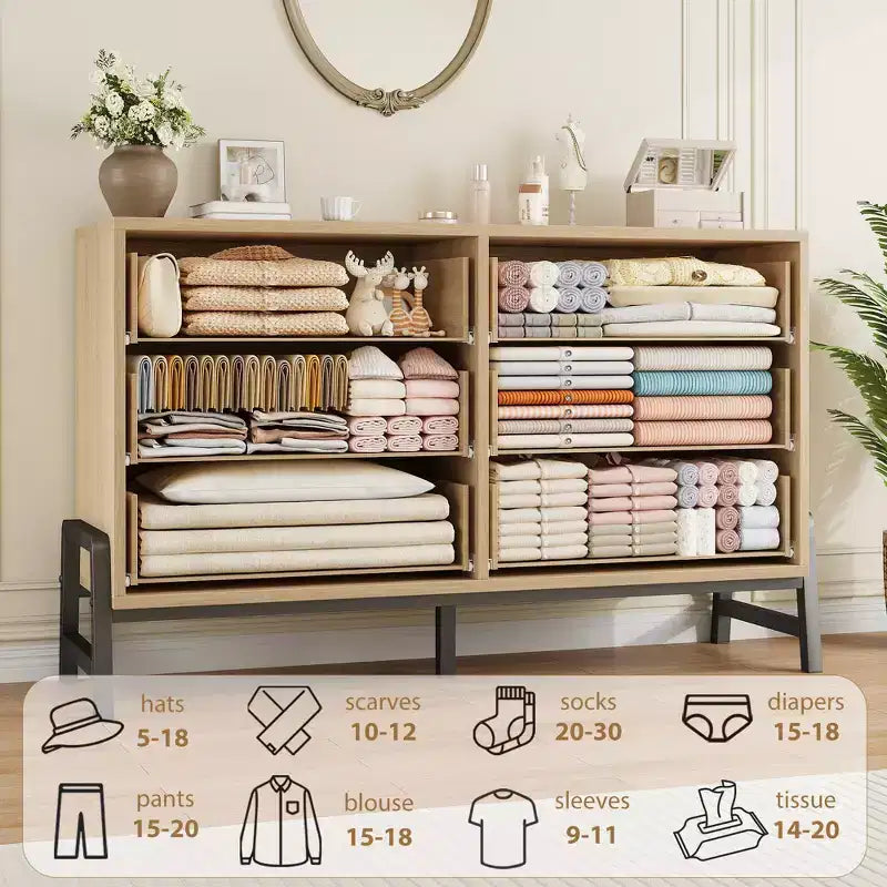 Kommode mit 6 Schubladen fürs Schlafzimmer, 52 breit, breite Kommode mit Schubladen und freistehendem Stauraum, Kommode aus Holz für Kleidung und Stauraum im Schlafzimmer