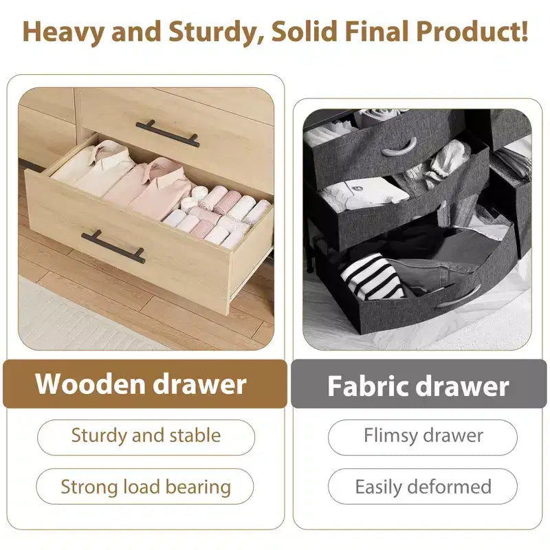 Kommode mit 6 Schubladen fürs Schlafzimmer, 52 breit, breite Kommode mit Schubladen und freistehendem Stauraum, Kommode aus Holz für Kleidung und Stauraum im Schlafzimmer