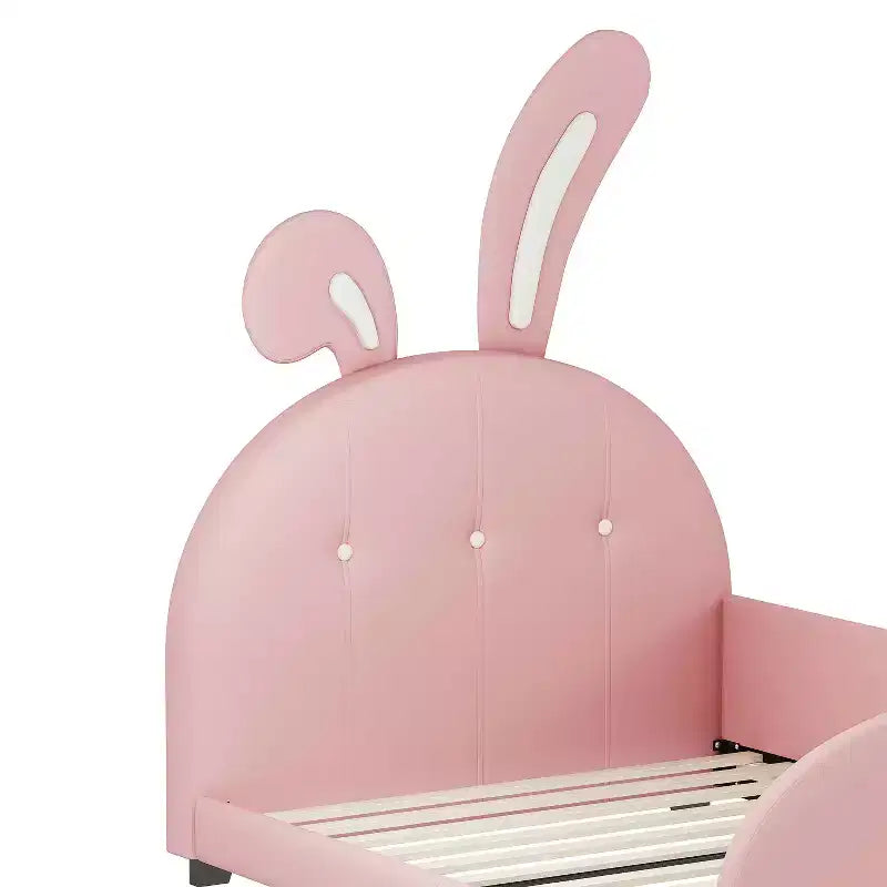Polsterbett in Einzelbettgröße, Hasenform, Prinzessinnenstil, mit Kopf- und Fußteil, Rosa