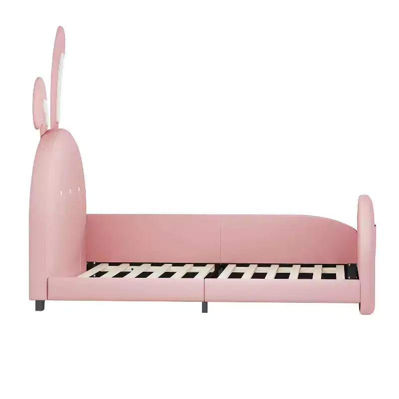 Polsterbett in Einzelbettgröße, Hasenform, Prinzessinnenstil, mit Kopf- und Fußteil, Rosa