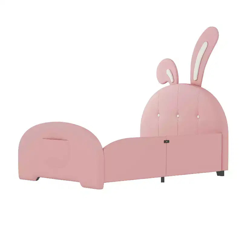 Polsterbett in Einzelbettgröße, Hasenform, Prinzessinnenstil, mit Kopf- und Fußteil, Rosa