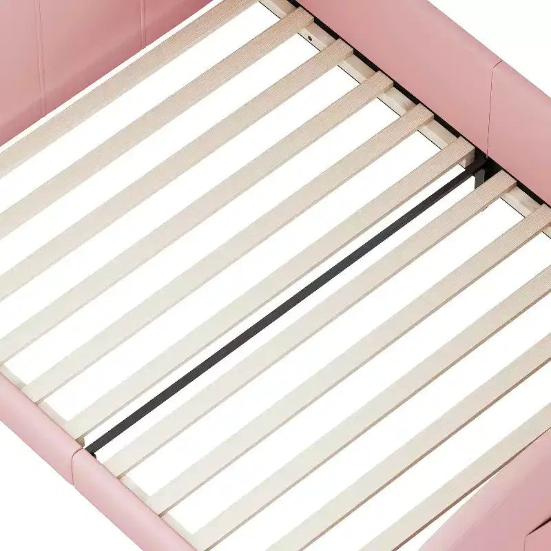 Polsterbett in Einzelbettgröße, Hasenform, Prinzessinnenstil, mit Kopf- und Fußteil, Rosa