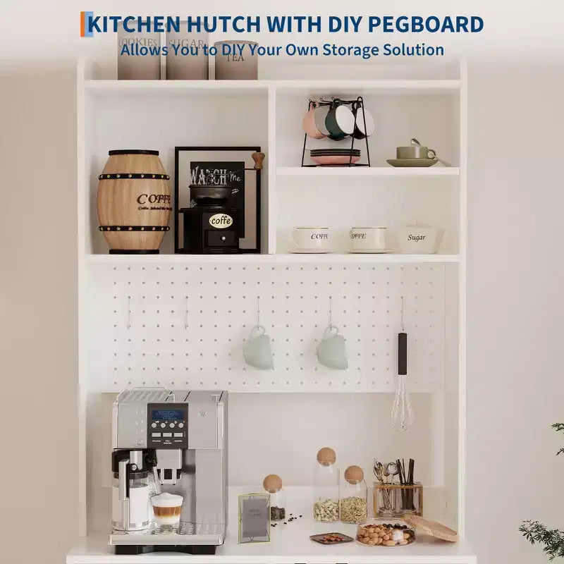 Armoire garde-manger de 71 de haut avec 2 portes vitrées, armoire de rangement autoportante pour cuisine avec 7 compartiments de rangement et étagères réglables