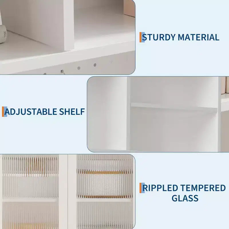 Armoire garde-manger de 71 de haut avec 2 portes vitrées, armoire de rangement autoportante pour cuisine avec 7 compartiments de rangement et étagères réglables