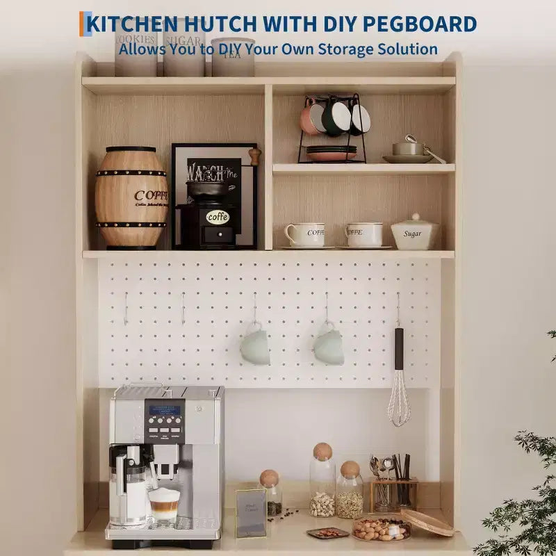 Armoire garde-manger de 71 de haut avec 2 portes vitrées, armoire de rangement autoportante pour cuisine avec 7 compartiments de rangement et étagères réglables
