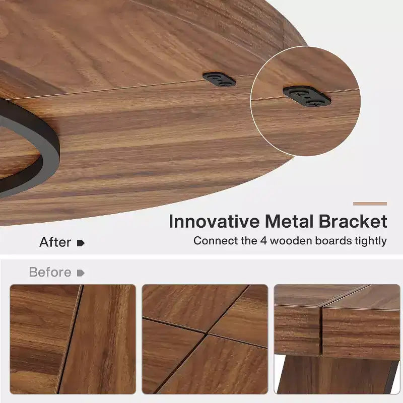 Table ronde à manger de 47 pouces pour 4 personnes, table de cuisine circulaire de style rustique avec pied central en bois pour la cuisine, la salle à manger ou le salon, marron